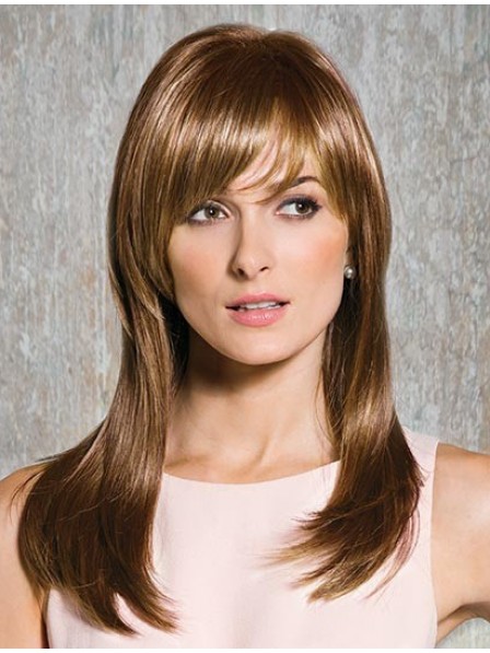 Mid Length Straight Layered Capless Synthetic Hair Wig