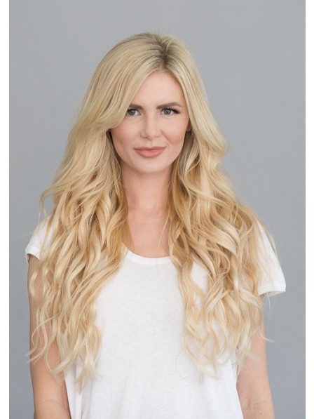 Natural Water Wave Long Blonde Lace Front Wig