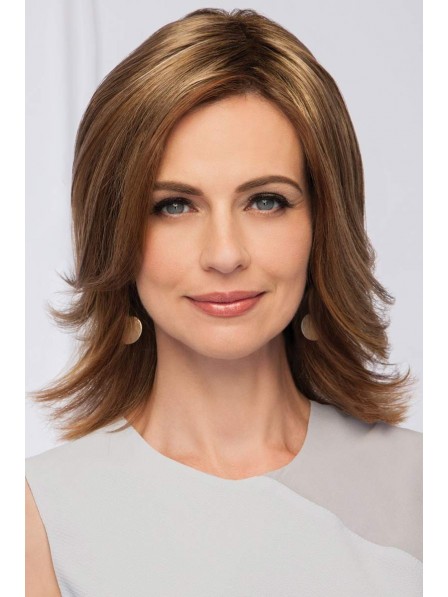 Shoulder Length Natural Straight Layered Cut Synthetic Wig