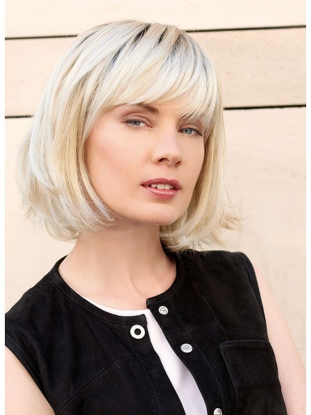 Chin Lenght Blonde Bob Wig with Full Bangs