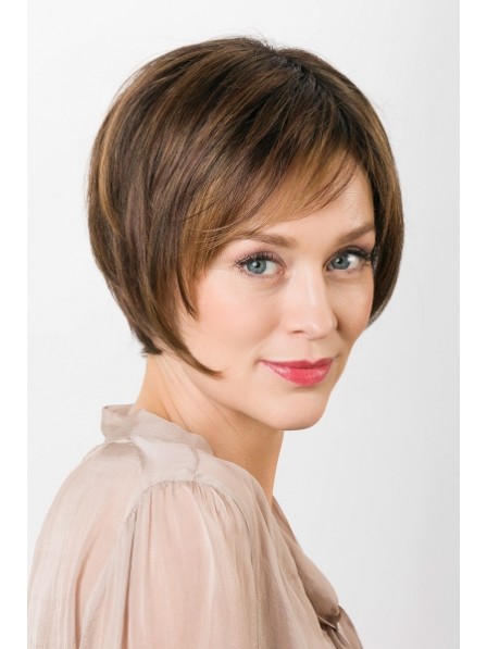 Cute Short Straight Women Lace Front Mono Top Wig