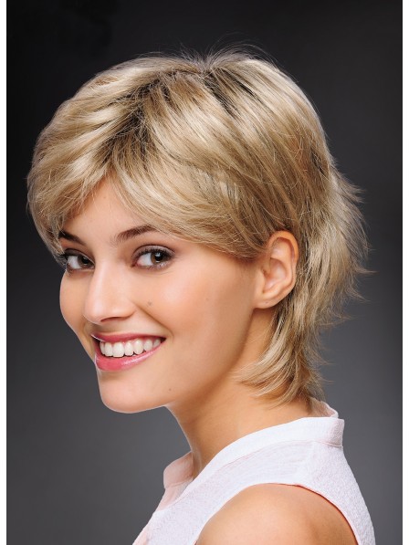 Fashionable Short Cut Blonde Synthetic Hair Ladies Wig
