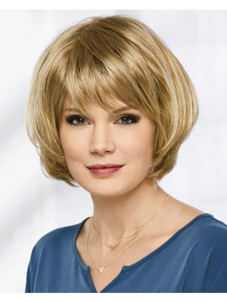 Short Angled Bob Wig With Feathery Layers