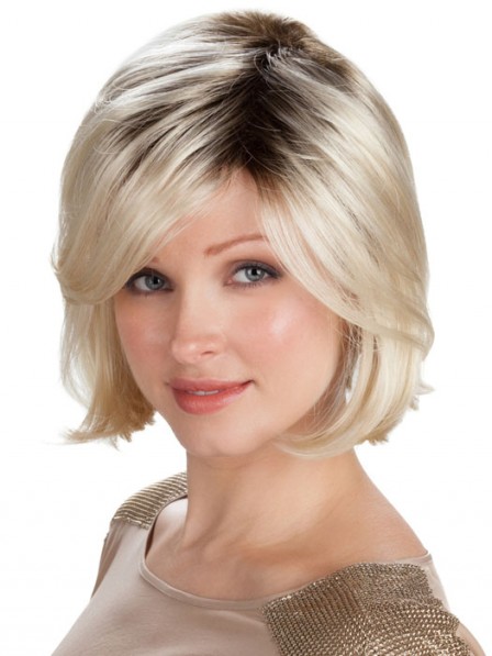 Synthetic Hair Medium Blonde Wig with Side Part