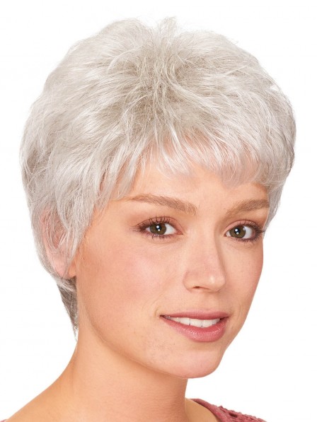 Natural Wavy Pixie Cut Style Ladies Grey Wig