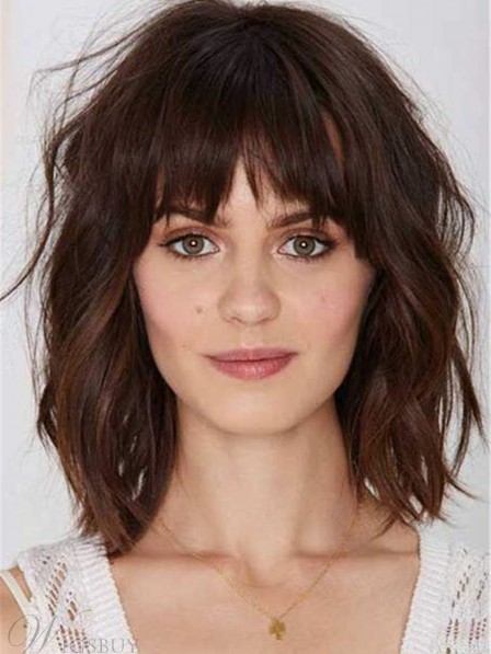 Beautiful Bobs Cut Wig With Bangs Synthetic Hair