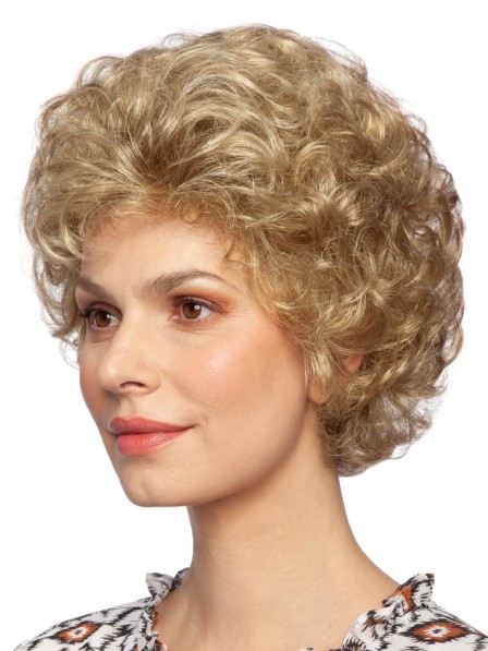 Capless Human Hair Curly Blonde Wigs 2021