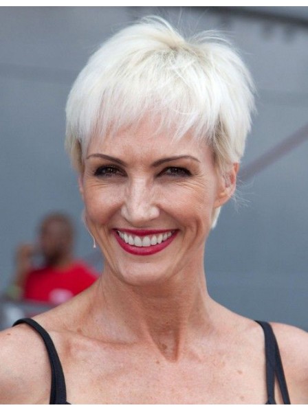 Celebrity Short Pixie Cut White Hair Wig For Women Over 50 
