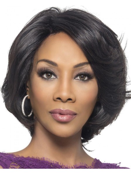 Chic Human Hair Bob Wig With A Lace Front And Feathery, Graduated Layers