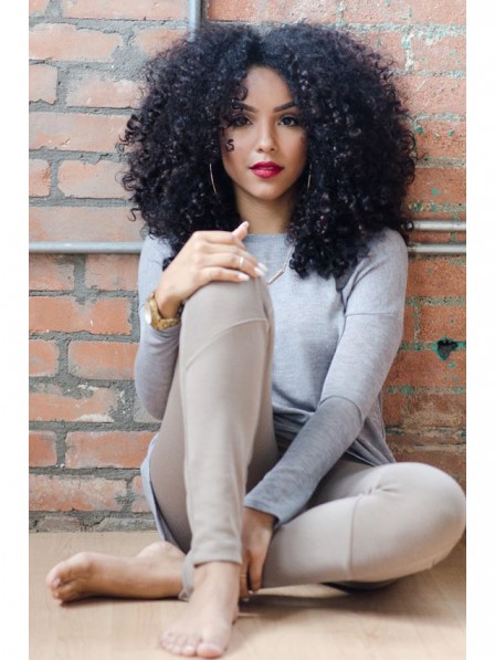 Cool girl's big afro small curly hairstyle wigs