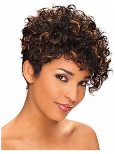 Curly short hairstyle capless wig for women