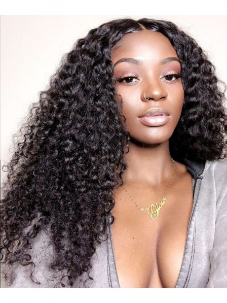 Deep Part Lace Front Human Hair Wigs 150% Density Deep Curly Wig For Black Women