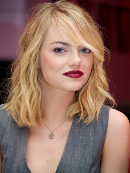 Emma Stone's Trendy Blonde Wavy Human Hair Wig