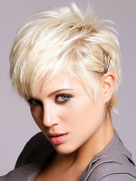 Full Lace Mono Top Short Straight Blonde Wigs With Bangs