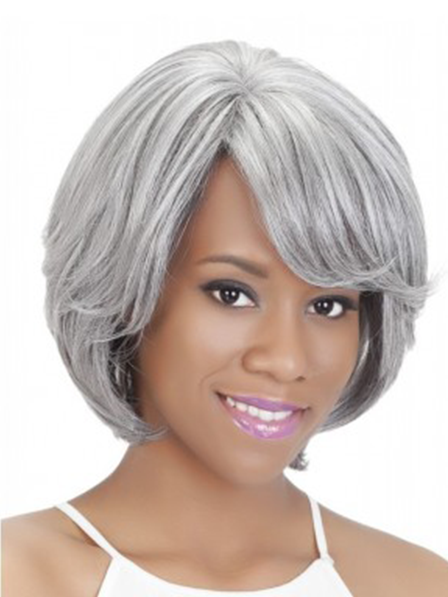 Layered Fringed End Bob Wig With Feathered Side Bang