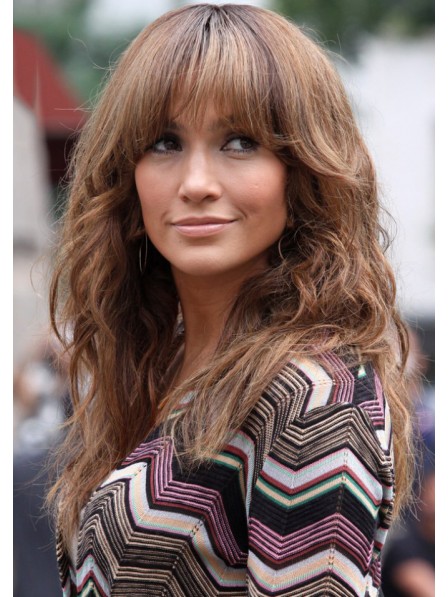 Jennifer Lopez Long Human Hair Wig with Bangs