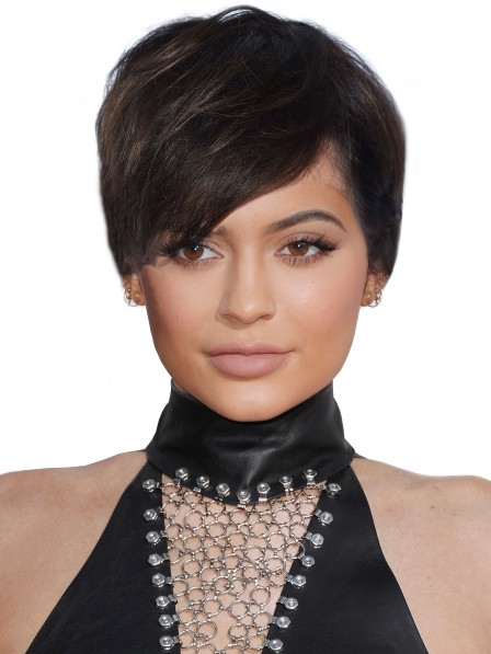 Kylie Jenner Short Black Pixie Cut Synthetic Hair Wig