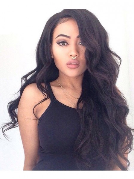 Long Black Full Lace Wig Body Wave Brazilian Human Hair Wigs For Black Woman Glueless