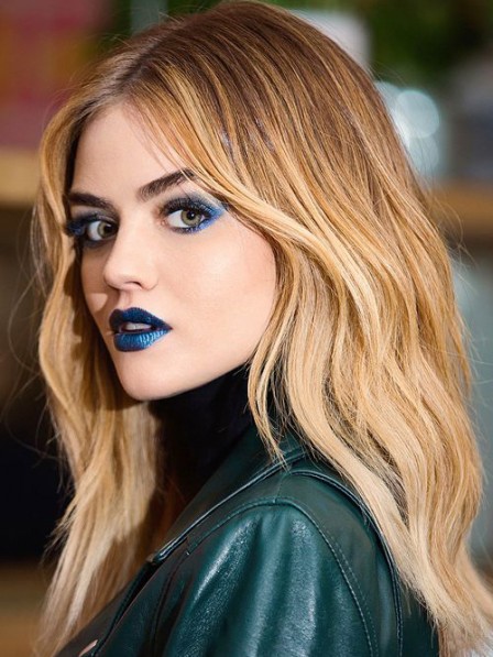 Lucy Hale Long Wavy Human Hair Wig Without Bangs