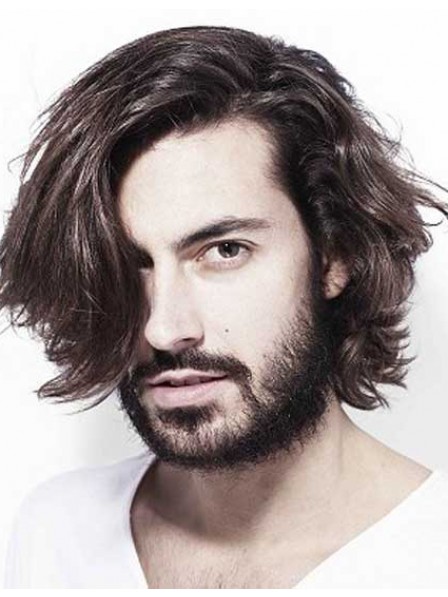 Messy Wavy Lace Front Hairstyle Men Hair Wigs
