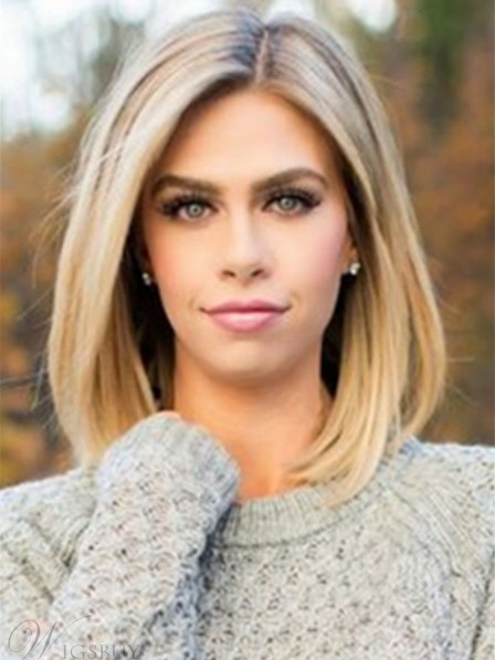 Mid-length Straight Blonde Full Lace Human Hair Wig