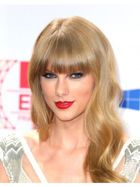 Taylor Swift Lace Front Mono Top Wavy Wig With Full Bangs