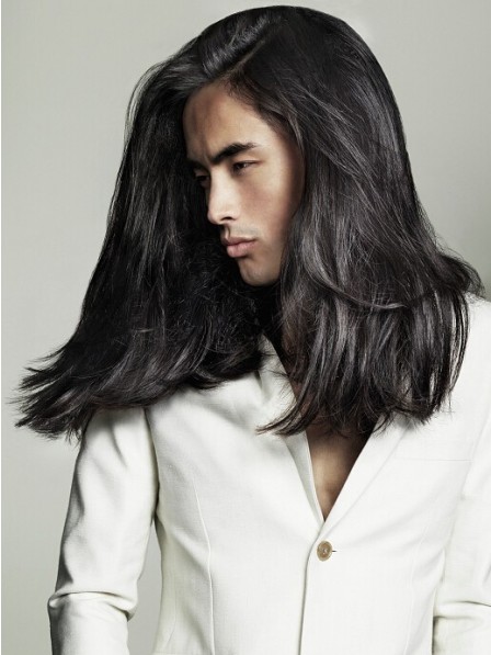 Long Wavy Synthetic Lace Front Mono Top Mens Hair Wig