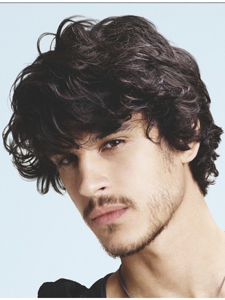 Short Synthetic Wavy Mens Hairstyle Wig