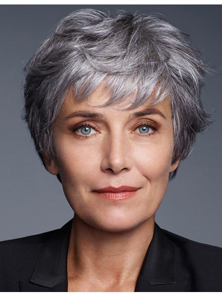 Lace Front Short Straight Cut Grey Hair Wig