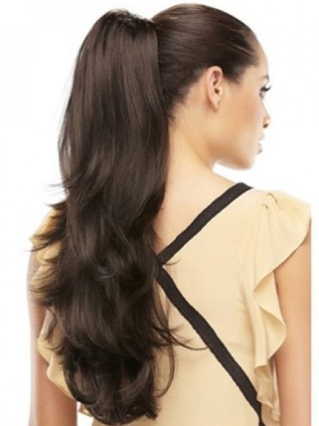 24" Wavy Black Heat Friendly Synthetic Hair Claw Clip Ponytails