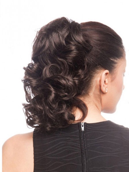 16" Curly Black Heat Friendly Synthetic Hair Claw Clip Ponytails