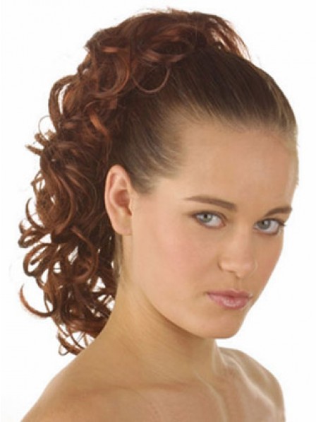 14" Curly Auburn Heat Friendly Synthetic Hair Claw Clip Ponytails