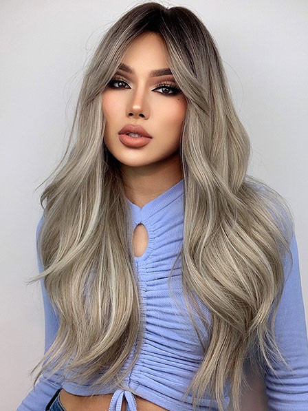 Fashion Long Blonde Wavy Synthetic Wigs