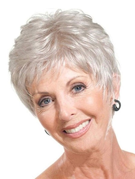 Light Weight Synthetic Gray Wigs for Old Women