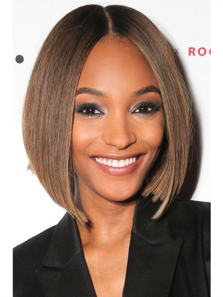Silky Straight bob middle part blonde wigs for black women