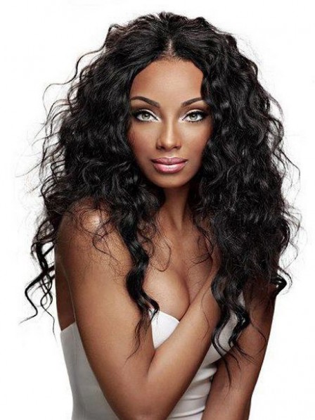 Stylish deep wavy shag hair lace front wigs for black women