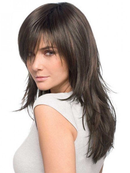 Layered Long Straight Cut Wig With Bangs