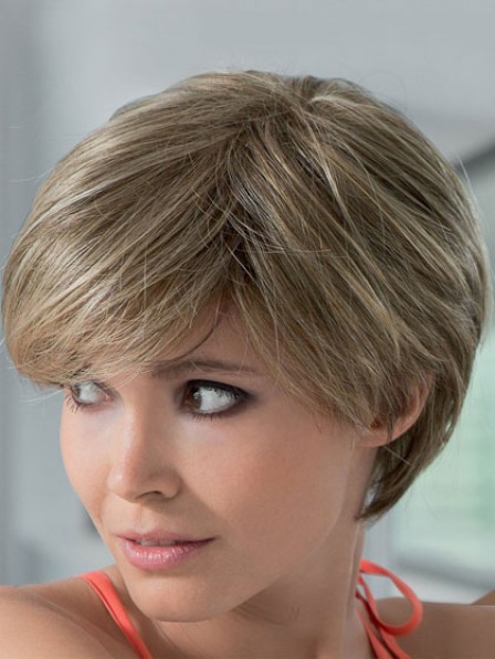 Human Hair Short Straight Lace Front Wig With Bangs