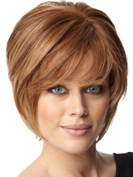 Lace Front Short Straight Human Hair Wig With Bangs