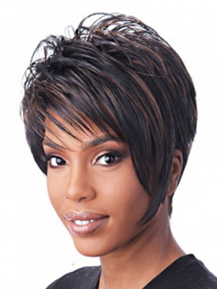 Synthetic Short Straight Wig With Side Bangs