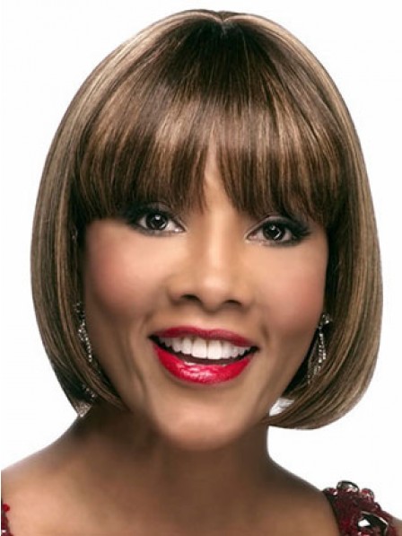 Chin Length Bob Straight Synthetic Wig With Full Bangs