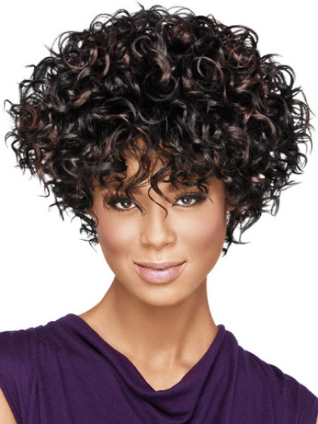 Capless Short Curly Synthetic Wig With Bangs