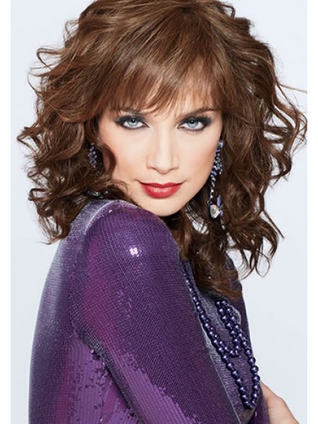 Wavy Shoulder Length Synthetic Wig With Bangs
