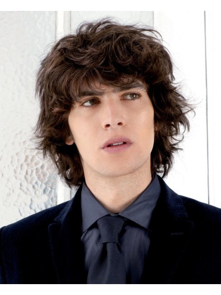 Short Curly With Bangs Mens Hair Wigs, Best Wigs Online Sale 