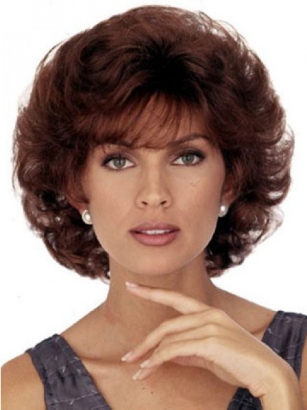 Short Fluffy Curly Capless Wig With Bangs