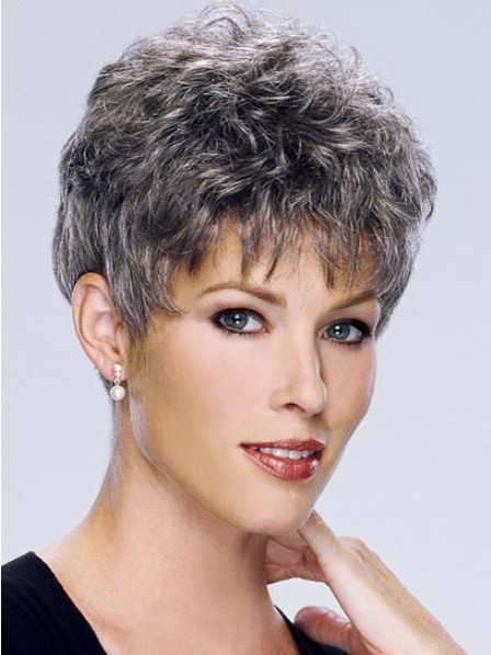 Cropped Curly Grey Women Hair Wig