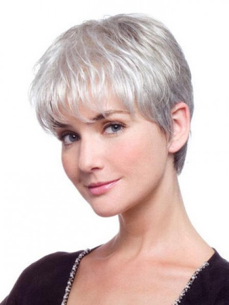 Lace Front Grey Short Straight Women Wig