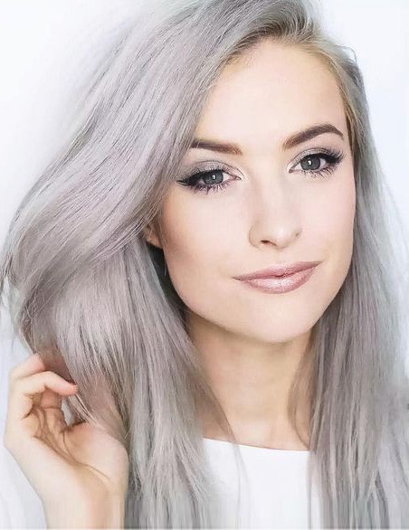 Fashion Long Straight Grey Hair Wig For Young Women 