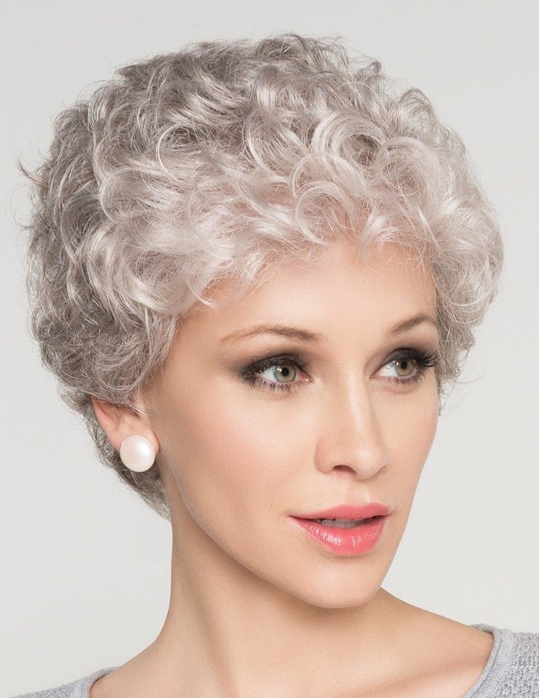 Natural Short Curly Grey Hair Wig For Older Women 