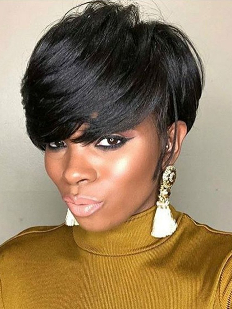 Short Full Lace Synthetic Celebrity African American Wigs, Synthetic